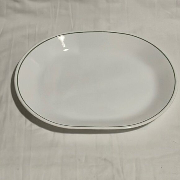 Corelle by Corning 12" Oval Serving Platter White with Green Band - Picture 2 of 5